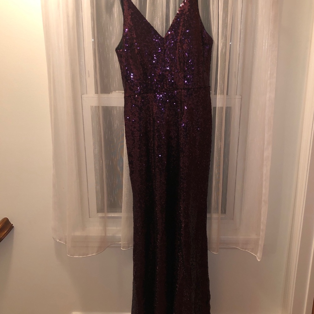 Burgundy sequin gown, only worn once!